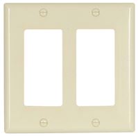 Eaton Wiring Devices 2152LA-BOX Wallplate, 4-1/2 in L, 4.56 in W, 2 -Gang, Thermoset, Light Almond, High-Gloss