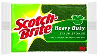 Scotch-Brite 425 Scrub Sponge, 4-1/2 in L, 2.7 in W, 0.6 in Thick, Cellulose/Synthetic Fiber, Green/Yellow
