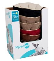 Aspenpet 26947/26542 Pillow Pet Bed, 18 in L, 18 in W, Round, Polyester Fill, Fabric Cover, Assorted, Pack of 16
