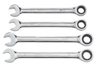 GearWrench 9309D Wrench Set, 4-Piece, Steel, Polished Chrome, Specifications: SAE Measurement