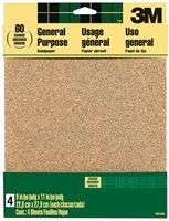 3M 9003 Sandpaper Sheet, 11 in L, 9 in W, Coarse, 60 Grit, Aluminum Oxide Abrasive, Paper Backing