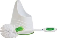 Quickie 2055463 Toilet Brush and Caddy, Fiber Bristle, Plastic Holder, Green/White Holder