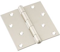 National Hardware N830-249 Door Hinge, Steel, Satin Nickel, Non-Rising, Removable Pin, Full-Mortise Mounting, 55 lb