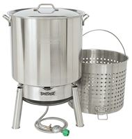 Bayou Classic KDS-182 Crawfish Cooker Kit, 21 in L, 21 in W, 85 qt Capacity, Stainless Steel