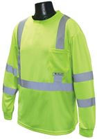 Radians ST21-3PGS-L Safety T-Shirt, L, Polyester, Green, Long Sleeve, Pullover