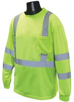 Radians ST21-3PGS-2X Safety T-Shirt, 2XL, Polyester, Green, Long Sleeve, Pullover