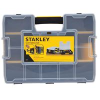 Stanley STST14027 Tool Organizer, 13 in W, 3.4 in H, 15-Compartment, 14-Drawer, Plastic, Black/Yellow