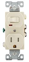 Eaton Cooper Wiring TR274LA Combination Switch/Receptacle, 2 -Pole, 15 A, 120 V Switch, 125 V Receptacle