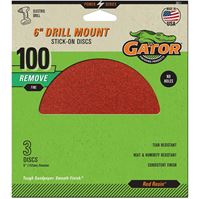 Gator 3011 Sanding Disc, 6 in Dia, 100 Grit, Medium, Aluminum Oxide Abrasive, Paper Backing