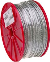 Campbell 7000827 Aircraft Cable, 1/4 in Dia, 250 ft L, 1400 lb Working Load, Galvanized