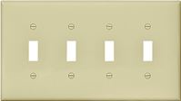 Eaton Wiring Devices PJ4V Wallplate, 4-7/8 in L, 8.56 in W, 4 -Gang, Polycarbonate, Ivory, High-Gloss