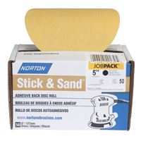 Norton Stick & Sand Series 07660749239 Disc Roll, 5 in Dia, Coated, P150 Grit, Fine, Aluminum Oxide Abrasive, No-Hole