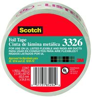 Scotch 3326-A Foil Tape, 60 yd L, 2-1/2 in W, Aluminum Backing, Silver