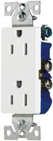 Eaton 1107W-10-L Duplex Receptacle, 2-Pole, 15 A, 125 VAC, Push, Side Wiring, NEMA: 5-15R, White