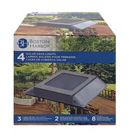 Boston Harbor Solar Deck Light, Ni-Mh Battery, AA Battery, 2-Lamp, Stainless Steel and Plastic Fixture