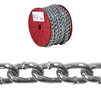 Campbell 0726627 Twist Link Machine Chain, #2, 125 ft L, 310 lb Working Load, Steel, Brass/Zinc
