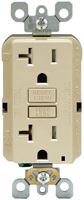 Leviton R91-GFTR2-0KI GFCI Duplex Receptacle, 2 -Pole, 20 A, 125 V, Back, Side Wiring, NEMA: 5-20R, Ivory