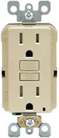 Leviton R91-GFTR1-0KI GFCI Duplex Receptacle, 2 -Pole, 15 A, 125 V, Back, Side Wiring, NEMA: 5-15R, Ivory