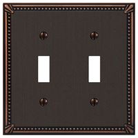 Amerelle Imperial 74TTDB Wallplate, 4-13/16 in L, 4-13/16 in W, 2 -Gang, Metal, Aged Bronze, Pack of 3