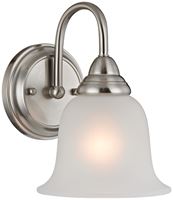 Boston Harbor LYB130928-1VL-BN Wall Sconce, 60 W, 1-Lamp, A19 or CFL Lamp, Steel Fixture, Brushed Nickel Fixture