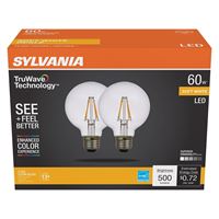 Sylvania Natural 41333 LED Bulb, G25 Lamp, 60 W Equivalent, E26 Medium Lamp Base, Dimmable, Clear