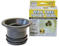 Fernco FTS-4CF Wax Free Toilet Seal, 3 in Dia, Elastomeric PVC, Black, For: 3-1/2 in Drain Pipes