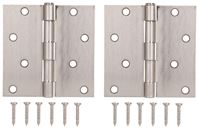 ProSource BH-502SN-PS Square Corner Door Hinge, Steel, Satin Nickel, Loose Pin, 180 deg Range of Motion