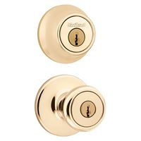 Kwikset 242T 3 CP 6ALRCS Combination Lockset, Knob Handle, Tylo Design, Polished Brass, 3 Grade