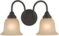 Boston Harbor LYB130928-2VL-VB Vanity Light Fixture, 60 W, 2-Lamp, A19 or CFL Lamp, Steel Fixture
