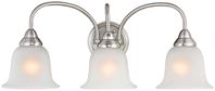 Boston Harbor LYB130928-3VL-BN Vanity Light Fixture, 60 W, 3-Lamp, A19 or CFL Lamp, Steel Fixture