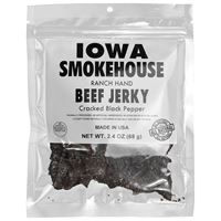 Iowa Smokehouse is-rh2jp-m Snacks, Beef Jerky Cracked Black Pepper, 2.4 oz, Bag, Pack of 8