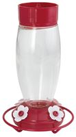 Stokes Select 38105 Deluxe Bird Feeder, 30 oz, 4-Port/Perch, Glass/Plastic, Red, 10.6 in H