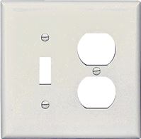 Eaton Wiring Devices PJ18W Combination Wallplate, 4-7/8 in L, 4-15/16 in W, 2 -Gang, Polycarbonate, White