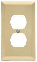 Amerelle 163DSB Receptacle Wallplate, 5 in L, 2-7/8 in W, 1 -Gang, Steel, Satin Brass, Screw Mounting, Pack of 4