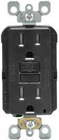 Leviton R95-GFTR1-0KE GFCI Duplex Receptacle, 2 -Pole, 15 A, 125 V, Back, Side Wiring, NEMA: 5-15R, Black