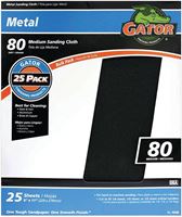 Gator 3291 Sanding Sheet, 11 in L, 9 in W, Medium, 80 Grit, Emery Abrasive, Cloth Backing