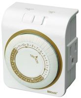 Woods 50001 Mechanical Timer, 15 A, 125 V, 1875 W, 24 hr Time Setting, 24 On/Off Cycles Per Day Cycle, White