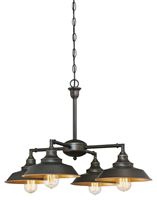Westinghouse Iron Hill Series 6345000 Chandelier, 120 V, 1-Tier, 4-Lamp, Incandescent, LED Lamp, Metal Fixture