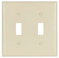 Eaton Wiring Devices 2139LA-BOX Wallplate, 4-1/2 in L, 4-9/16 in W, 2 -Gang, Thermoset, Light Almond, High-Gloss