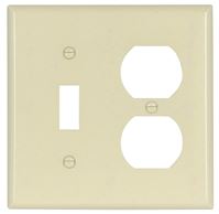 Eaton Wiring Devices 2138LA-BOX Combination Wallplate, 4-1/2 in L, 4-9/16 in W, 2 -Gang, Thermoset, Light Almond