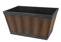 Landscapers Select S17060122-01-B Barn Planter, 12 in H, 24 in W, Rectangle, High-Density Resin, Brown, Brown, Pack of 6