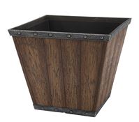 Landscapers Select S17050410-01-B Square Barn Planter, 8-1/2 in H, 10 in W, Square, High-Density Resin, Brown, Brown, Pack of 6