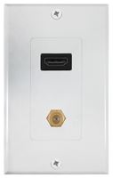 Zenith VW3001HD2C HDMI and Coaxial Wallplate, 7-1/2 in L, 3-3/4 in W, 1 -Gang, Plastic, White, Flush Mounting, Pack of 4