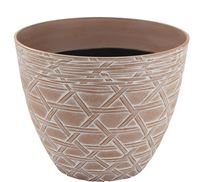 Landscapers Select S18040913-05 Arabesque Planter, 12-1/2 in Dia, 10 in H, Round, High-Density Resin, White Wash, Pack of 6