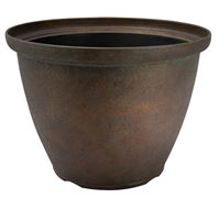 Landscapers Select S140816-1122 High-Drum Planter, 16 in Dia, 11.75 in H, Round, High-Density Resin, Bronze, Bronze, Pack of 6