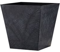 Southern Patio RUB-091523 Short Planter, 12 in H, Subtle Imprint Design, Rubber, Black/Gray