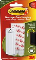 Command 17040 Picture Hanger, 5 lb, Plastic, White, Adhesive Strip Mounting, 1/PK
