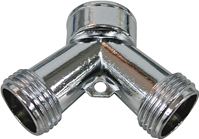 ProSource PMB-064 Y-Connector, 3/4 in x 3/4 in, Metal, Chrome, For: Garden Hose