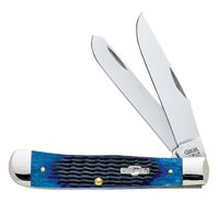 CASE 02800 Folding Pocket Knife, 3-1/4 in Clip, 3.27 in Spey L Blade, Stainless Steel Blade, 2-Blade, Blue Handle