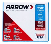 Arrow T50 Series 504IP Staple, 3/8 in W Crown, 1/4 in L Leg